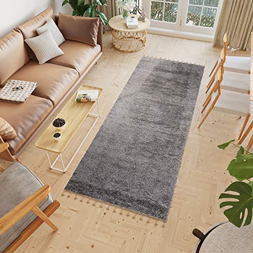 TAPISO Versay Fransen Teppich Läufer Shaggy Hochflor Langflor Modern Einfarbig Design Dunkelgrau Wohnzimmer Schlafzimmer Küche ÖKOTEX 80 x 250 cm TAPISO Versay Fransen Teppich Läufer Shaggy Hochflor Langflor Modern Einfarbig Design Dunkelgrau Wohnzimmer Schlafzimmer Küche ÖKOTEX 80 x 250 cm von TAPISO