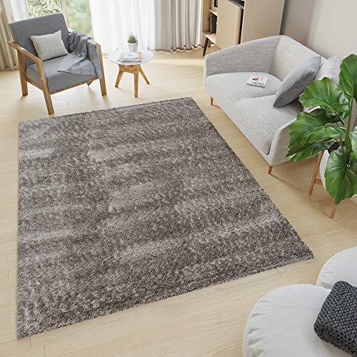 TAPISO Versay Teppich Shaggy Hochflor Langflor Dunkelgrau Einfarbig Weich Modern Design Wohnzimmer Schlafzimmer Kinderzimmer ÖKOTEX 200 x 300 cm von TAPISO
