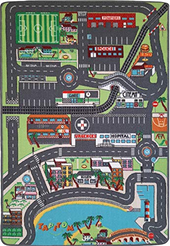 TAPITOM | Autoteppich für Kinder in der Stadt - 95 x 133 cm | Straßenspielmatte | Circuit-Fußmatte für Kinderzimmer | rutschfest, Saum | CE-Normen von TAPITOM