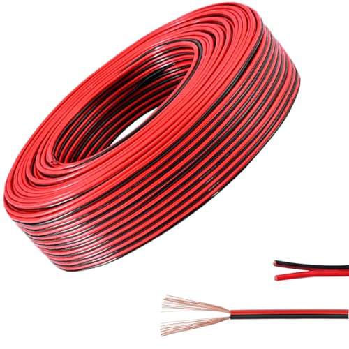 30 Meter /20m/10m Zweileiterkabel Rot Schwarz 22AWG/18AWG Kupferkern Elektrischer Draht Parallel PVC Flexible Kabel Verlängerungskabel für LED Streifen, Automobile Verdrahtung (22#, 20 Meter) von TAPKUA
