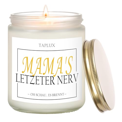 Taplux Mama Geschenke Geburtstag - Mamas Letzter Nerv Geschenkideen Duftkerze im Glas für Mutter zu Muttertag und Weihnachten - Lavendel Kerzen Duft natürliche Sojawachskerzen für Relax Entspannung von TAPLUX