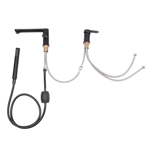 Duschset für die Badewanne,Duschgarnitur mit Handbrause,Regendusche Duschsystem,Duscharmatur,für Hotels, Badezentren, Schwimmbäder, Fitnessstudios (Schwarz) von TAPMING