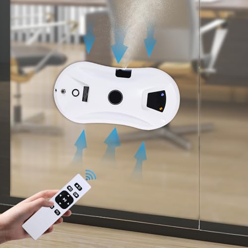 Fensterputzroboter mit Automatischem Wasserstrahl Elektrischer Fensterreiniger mit Fernbedienung 2800 Pa Saugleistung 30ml Wassertank für alle glatten Oberflächen von TAPMING