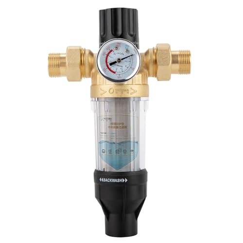 Rückspülfilter Leitungswasserfilter 3/4" Druckmesser Ausspülbarer Feinfilter für Brunnenwasserschlauch-Sedimentfilter Wiederverwendbare von TAPMING