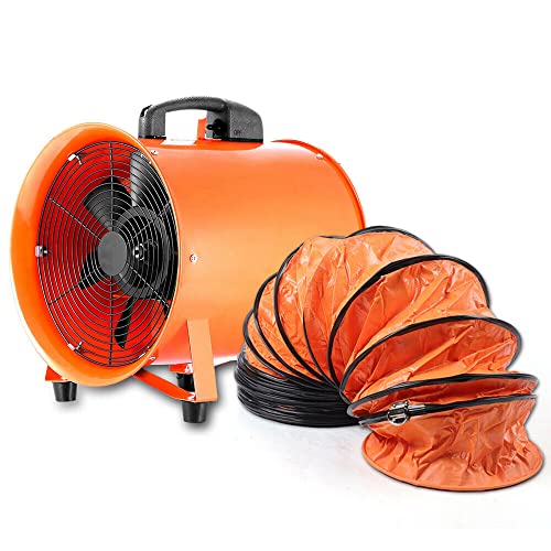 TAPMING Axialgebläse 294Pa Ventilator Rohrventilator 2800/3300rpm Windmaschine 43m³/min 320W Mit 10M Schlauch Für Fabriken Keller Werften 30 * 31cm Orange von TAPMING