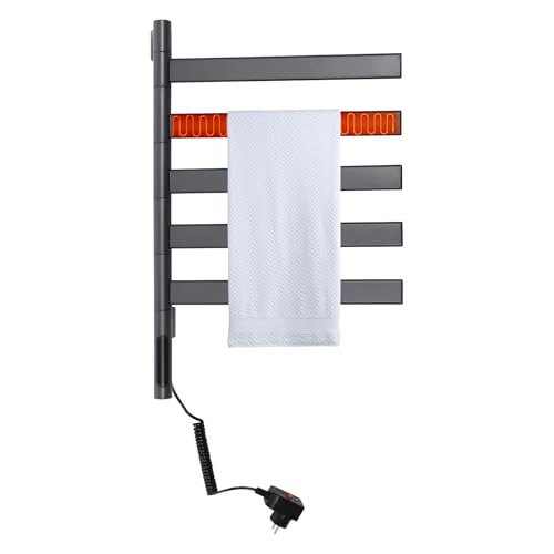 TAPMING Elektrische Handtuchwärmer, 30-70℃ Badheizkörper Handtuchhalter, 180°-Drehung Handtuchtrock, 120W Handtuchheizer, Handtuchheizung, 67.5 * 86.8cm, Gray von TAPMING