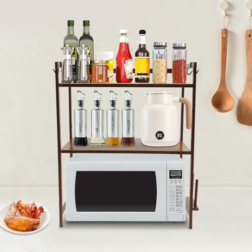 TAPMING Küchenregal Standregal mit 4 Haken KüChe Tischregal 55 * 35 * 67cm Multifunktionales Ablageregal FüR KüChe Bad Arbeitszimmer BüRo Eingang von TAPMING