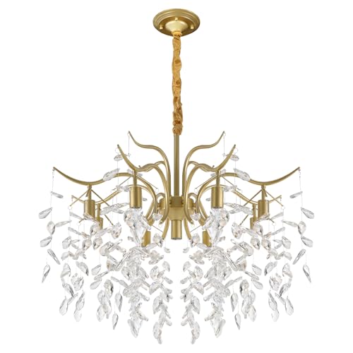 TAPMING Kronleuchter Modern Kristall Deckenleuchte 9-Arm Feuerwerk Gold von TAPMING