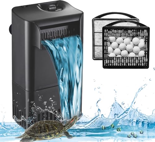 TARARIUM Turtle Tank Filter Low Water Aquarium Filter Power Adjustable 10-30 Gall. 222GPH Small Internal Filter 3-stufige Wasserfall Bio-Filtration für Süßwasser Salzwasser Fisch Tank Reptilien TARARIUM Turtle Tank Filter Low Water Aquarium Filter Power Adjustable 10-30 Gall. 222GPH Small Internal Filter 3-stufige Wasserfall Bio-Filtration für Süßwasser Salzwasser Fisch Tank Reptilien von TARARIUM
