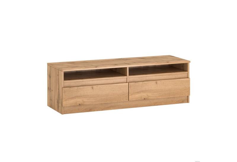 TARGET HOME TV-Board Moderner TV-Schrank mit 2 Schubladen in Weiß oder Wotan-Eiche von TARGET HOME