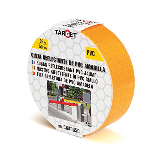 TARGET CRA3350 - Reflektierendes Band - Gelb 33 Meter x 50 Millimeter - Klebeband - Warnung - Beschilderung - Markierung - Hohe Sichtbarkeit von TARGET