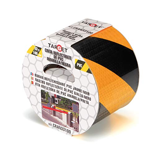 TARGET CRAN33100 - Reflektierendes Band - Gelb und Schwarz 33 Meter x 100 Millimeter - Klebeband - Warnung - Beschilderung - Markierung - Extra Breit von TARGET