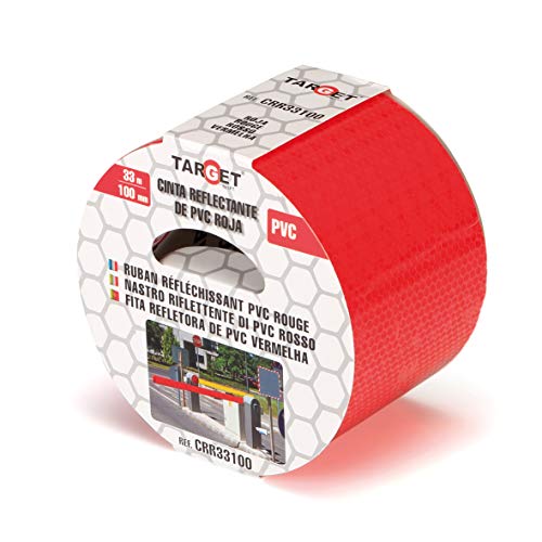 TARGET CRR33100 - Reflektierendes Klebeband - Rot 33 Meter x 100 Millimeter - Sicherheits Reflexionsband - Wabenförmig Geprägtes - Warnung - PVC - Extra Breit von TARGET