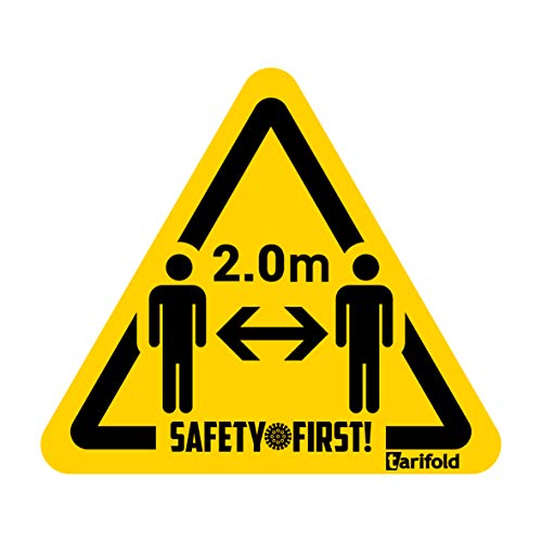 Tarifold Es 197854 – Packung 4u, selbstklebend, für Boden, Sicherheitsabstand, rutschfest, robust, 150 x 170 mm, Gelb/Schwarz von Djois