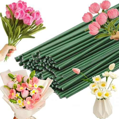 Blumendraht Grün 100 Stück Blumenstieldraht Floristendraht Länge 2mm Durchmesser Blumenstäle für Handwerk Kranz, Blumenstrauß Drahtstab zum Basteln Blumendraht Grün 100 Stück Blumenstieldraht Floristendraht Länge 2mm Durchmesser Blumenstäle für Handwerk Kranz, Blumenstrauß Drahtstab zum Basteln von TARKDAK