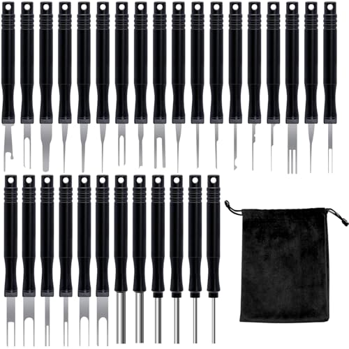 TARKDAK Auspinnwerkzeug KFZ Werkzeug 30 Stück Terminal Entfernung Werkzeugsatz für Auto Entriegelungswerkzeug Auto Kabel Stecker Ausbau Werkzeug Pin Removal Tool Kit für Meisten Anschlussklemmen von TARKDAK