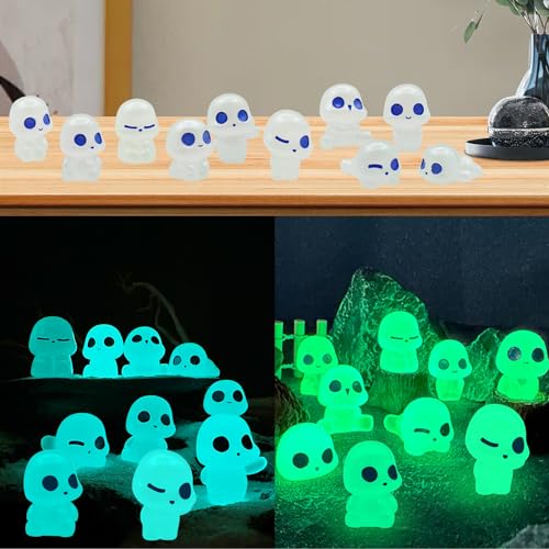 TARKDAK Baum Elfen Figuren 20Stk Miniatur Figuren Leuchtsteine Deko Kinder Prinzessin Mononoke Baumelfen Geister Figuren Anime Gartenfiguren Gartenstatuen Deko für Mikrolandschaft, B von TARKDAK