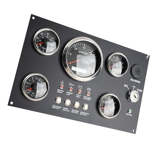 Boots Dash -Instrumententafel, Edelstahl ABS Multifunktionales Bootsmessgerät Set Instrumententafel 5 Gauge Set für Meeresboot von TARSHYRY