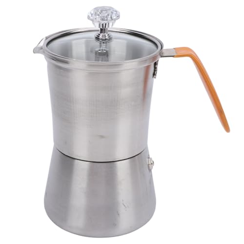 TARSHYRY Kaffeekessel, Kaffee Carafe Edelstahl Tragbar über Kaffeekessel Kaffee Tee Topf mit Glasdeckel Hitzebeständigem Griff über Kessel für Italienischen Kaffeemilchtee Gießen (160ml) von TARSHYRY