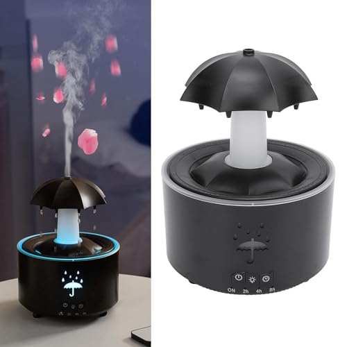 Rotierender Regenschirm-Luftbefeuchter, Intelligente Luftbefeuchter für Schlafzimmer, 300 Ml Diffusor für ätherische Öle mit Wassertropfeneffekt und 7 LED-Leuchten, (EU-Stecker) von TARSHYRY