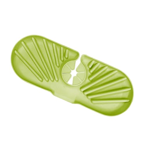 Spüle Splash Guard, Spüle Wasserhahn Matte Spritzschutz Anti -Schlupf -Wasserhahn Splash Fänger Griff Tropffänger Tablett Silikon Spritzschutz für Küchenbad (Avocadogrün) von TARSHYRY