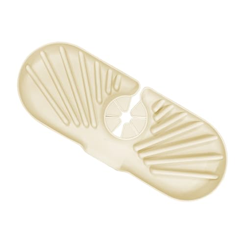 Spüle Splash Guard, Spüle Wasserhahn Matte Spritzschutz Anti -Schlupf -Wasserhahn Splash Fänger Griff Tropffänger Tablett Silikon Spritzschutz für Küchenbad (Milchteefarbe) von TARSHYRY
