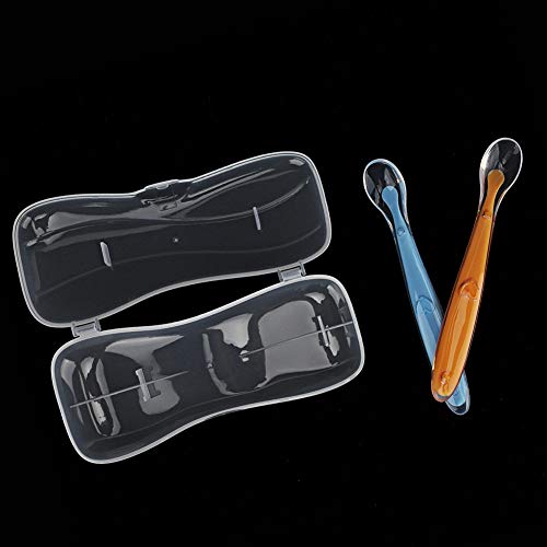 TARSHYRY Babylöffel, Silikonlöffel Baby Silikon Baby Fütterungslöffel Training Löffel Kleinkindlöffel Mikrowelle, Geschirrspüler und Gefrierschrank Safe (Gelb/Blau) von TARSHYRY