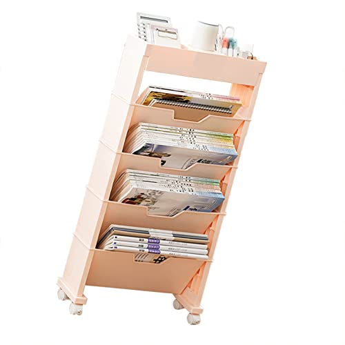 Buchwagen, Bücherregal auf Rädern Multilayer -Bücherregalbuch Speicherregale mit Universellen Rad Design Buchkarren mit Rädern für Wohnzimmer (Plastik) von TARSHYRY