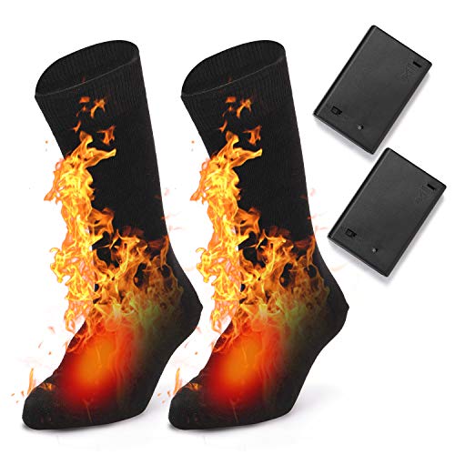 TARSHYRY Elektrische Beheizte Socken Warme Wintersocken Batterieantrieb Kaltes Wetter Wärme für das Fischen Im Freien Reiten Camping Wandermotorrad (3pcs Batterie für Jede Socke) von TARSHYRY