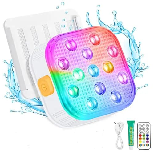 TARSHYRY Farbwechsel LED Pool Light IP68 Badewanne Brunnen Licht mit Fernbedienung 16 Farben 6 Dynamische Modi Timer Magnetische Ladung für Schwimmbadbadewannen Gärten Weiß 2 (4 Packungen) von TARSHYRY