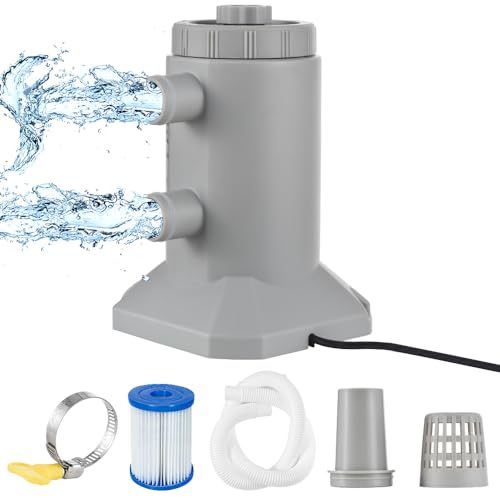 TARSHYRY Filterpumpe über Dem Gemahlenen Pool 55 W 250 L H Rate Niedrige Rauscheffiziente Zirkulation Verbesserte Filtration Kristall Klar Wasserfilterpumpe 2 Schlauchgrau (Grey) von TARSHYRY