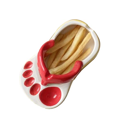 TARSHYRY French Fry Halter, Geschirr und Zubehör Keramik Niedliche Flip Flops -Form Snack Teller Charcuterie Accessoires für Snack, Chip, Sojasauce Serviert (Rot) von TARSHYRY