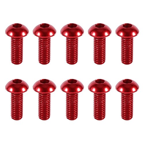 TARSHYRY Knopfkopf -Sockel -Kappenschraube, 10pcs M3 6 10 Mm Knopfkopfschrauben Knopfkopfschrauben mit Rundkopf Aluminiumlegierung Metrik Sechskantbuchse Kappenschraube Schraube (Rot #05) von TARSHYRY