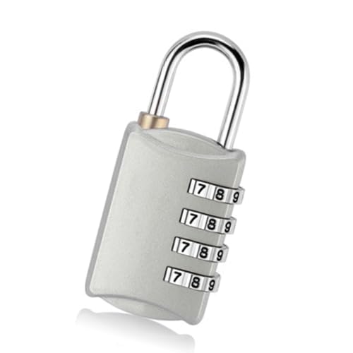 TARSHYRY Kombination Vorhängeschloss Zinklegierung High Security Code Schloss für Gepäckanmeldungsschränke Fitnessstudioskiste mit Schubladen, Kleine und Leichte 4 -stellige (Silberweiß) von TARSHYRY