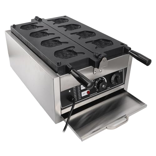 TARSHYRY Kommerzieller Waffelhersteller Nicht -Stick Bulldoggen Spaß Form Dual Side Heizung Elektrische Waffel Baker -Maschine für Restaurantparty Food -Stall (EU -Stecker 220 V) von TARSHYRY