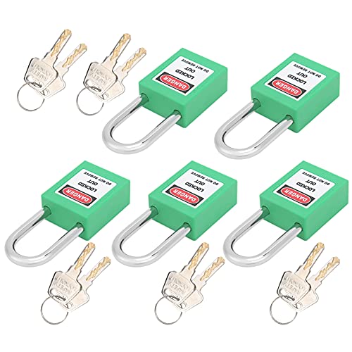 TARSHYRY Lock -Out -Tag Out Schlösser und Tasten, Lockout Tagout Sperren 5 Sets 38 Mm mit 10 Beschreibbaren Etiketten und Tasten Vorhängeschloss Lockout Tagout für Maschinenbausicherheit (GREEN) von TARSHYRY