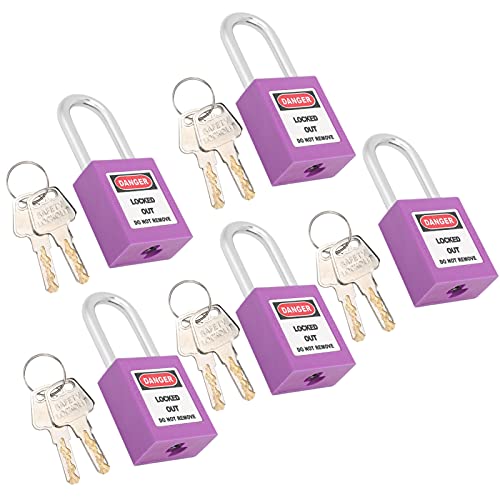 TARSHYRY Lock -Out -Tag Out Schlösser und Tasten, Lockout Tagout Sperren 5 Sets 38 Mm mit 10 Beschreibbaren Etiketten und Tasten Vorhängeschloss Lockout Tagout für Maschinenbausicherheit (PURPLE) von TARSHYRY