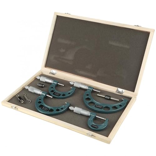 TARSHYRY Mikrometer, Maschinist 4PCS 0-100 Mm Metrisch Mikrometerdicke Messgeräte mit Messscheiben mit Gehäuse -Mikrometer -Bremssattel mit Gehäuse Messen TARSHYRY Mikrometer, Maschinist 4PCS 0-100 Mm Metrisch Mikrometerdicke Messgeräte mit Messscheiben mit Gehäuse -Mikrometer -Bremssattel mit Gehäuse Messen von TARSHYRY