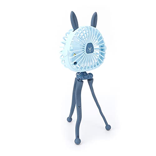 TARSHYRY Mini Handheld Kinderwagenlüfter Flexible Stativ mit Niedrigem Nervenlicht USB Wiederaufladbarer Lüfter für Büroauto (BLUE) von TARSHYRY