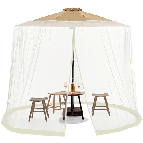 TARSHYRY Patio Mosquitonetze, Balkon Moskiton Net 7-11ft Patio Regenschirmbildschirm mit Reißverschlusstür und Einstellbarem Seil-Regenschirm-Moskitonetz für Regenschirme und Patio-Tische Im Freien von TARSHYRY
