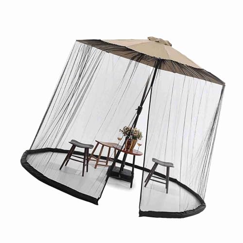 TARSHYRY Patio Mosquitonetze, Balkon Moskiton Net 7-11ft Patio Regenschirmbildschirm mit Reißverschlusstür und Einstellbarem Seil-Regenschirm-Moskitonetz für Regenschirme und Patio-Tische Im Freien von TARSHYRY