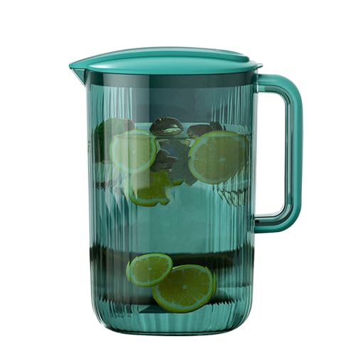 TARSHYRY Pitcher mit Deckel, Saftbehälter mit Deckel Transparent Plastik Moderner Lebenszimmer Schlafzimmer mit V -förmiger Ausgaber Plastikkrug für Tees Säfte Limonade (GREEN) von TARSHYRY