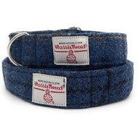 Harris Tweed Handgemachte Hundehalsband Und Blei Set Blau Overcheck von TARTANTWEEDSLTDSTORE