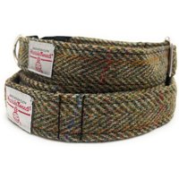 Harris Tweed Handgemachtes Hundehalsband Und Blei Set Grüner Fischgrat von TARTANTWEEDSLTDSTORE