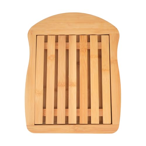 TARUNMO Schneidebrett Premium Natürliches Bambus, Frühstücksbrettchen Mit Crumb Tablett Easy Clean, Brotschneidebrett Für Küchenholz 34 * 26Cm (1, 3426) von TARUNMO