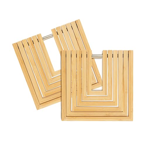 TARUNMO Topfuntersetzer Holz 2er Set, Faltbarer Untersetzer Topf Holz Groß 20cm, Hitzebeständiger Topf Untersetzer-Set, Bambus Tischuntersetzer Für Heiße Töpfe & Pfannen, Langlebig & Dekorativ TARUNMO Topfuntersetzer Holz 2er Set, Faltbarer Untersetzer Topf Holz Groß 20cm, Hitzebeständiger Topf Untersetzer-Set, Bambus Tischuntersetzer Für Heiße Töpfe & Pfannen, Langlebig & Dekorativ von TARUNMO