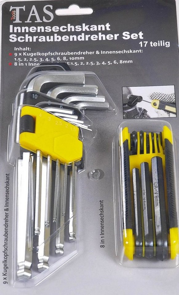 TAS TOOLS Winkelschlüssel TAS Innensechskant Schraubendreher Set 17tlg. von TAS TOOLS