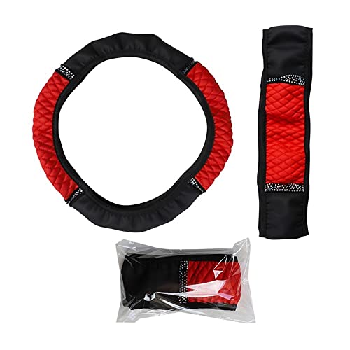 TASEKI Lenkradabdeckung 37-38cm Leder Bestickte Farbe Diamant-besetzte Elastische Lenkradabdeckung Vier Jahreszeiten Universal Auto-Lenkradabdeckung Auto Lenkradbezug(11 Star Yellow) von TASEKI