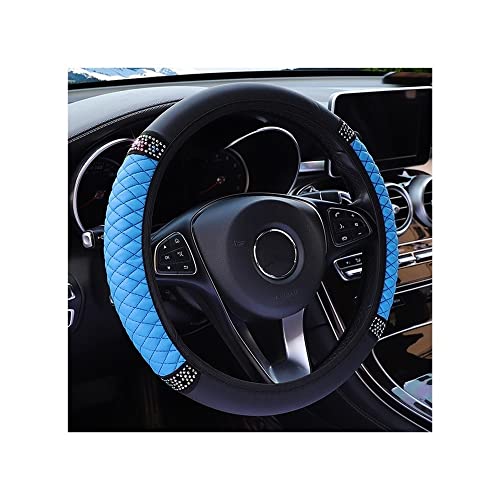 TASEKI Lenkradabdeckung 37-38cm Leder Bestickte Farbe Diamant-besetzte Elastische Lenkradabdeckung Vier Jahreszeiten Universal Auto Lenkradabdeckung Auto Lenkradbezug(C) von TASEKI