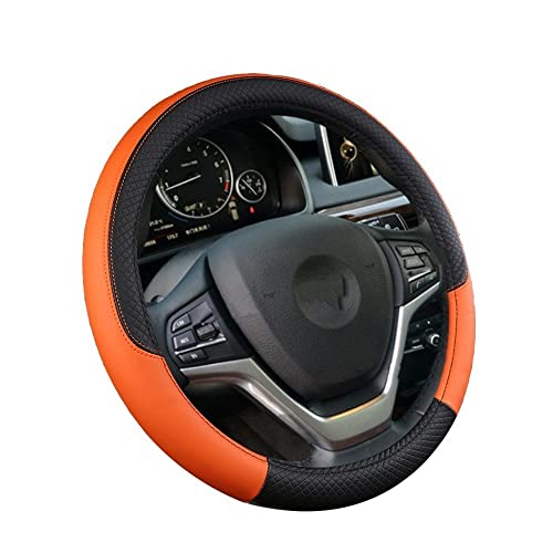 TASEKI Lenkradabdeckung Anti-Rutsch-Leder-Auto-Lenkrad-Abdeckung 9 Farbe Sport Auto-Lenkrad-Abdeckungen Auto-Styling Anti-Fang-Halter Protor Auto Lenkradbezug(11 Star Yellow) von TASEKI